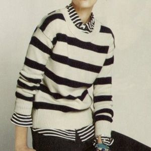 J. Crew Stripe-breaker Sweater Navy Champagne Sz M